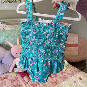 Janie & Jack Floral Smocked Bathing Suit